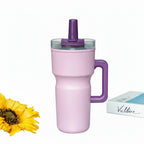 Front view of a 316 stainless steel travel mug with a modern finish.