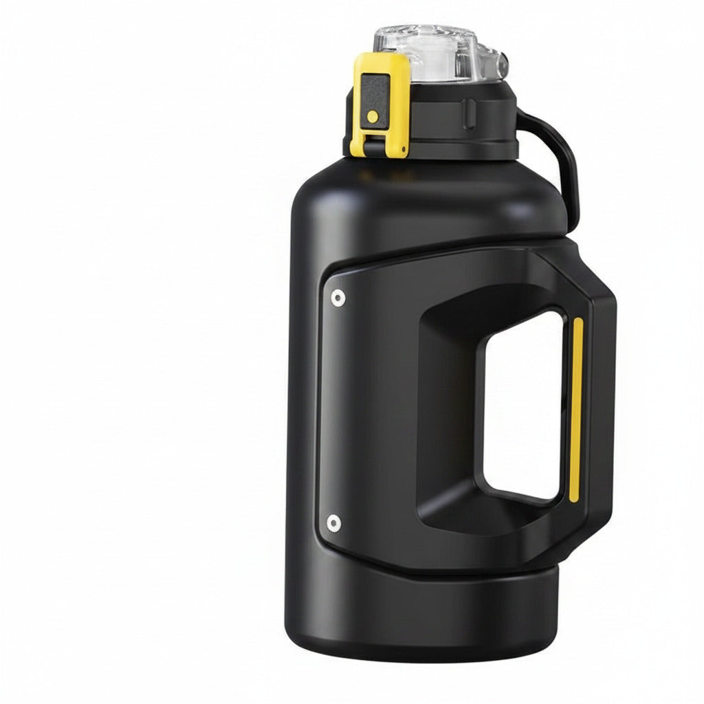Front view of a 316 stainless steel vacuum flask with a durable construction.