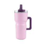 Front view of a 316 stainless steel travel mug finish.