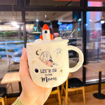 Ceramic Cup With Spoon Large Capacity Cute
