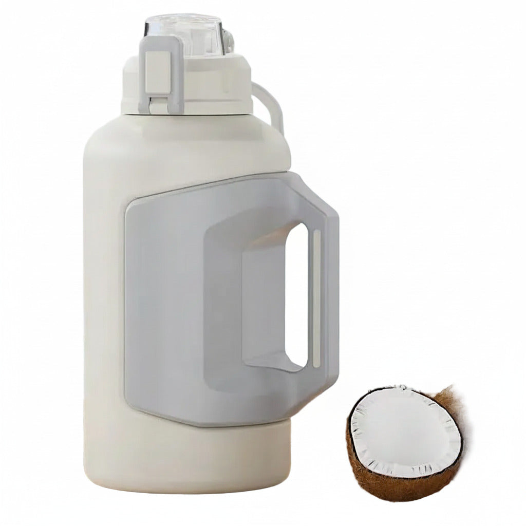 Sports water bottle placed outdoors, styled for active lifestyle use.