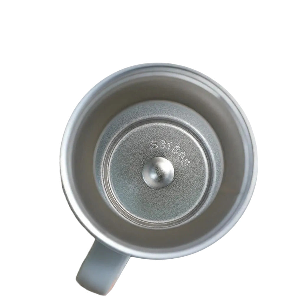 Collection of portable stainless steel car tumblers in assorted colors.
