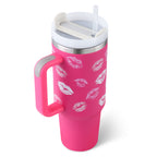 Front view of a spill-resistant vacuum coffee cup with a smooth finish.