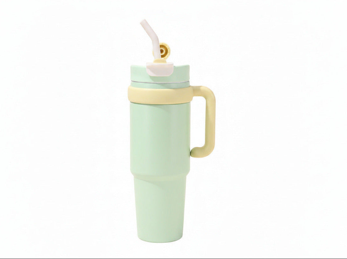 Lineup of black, blue, and green insulated tumblers